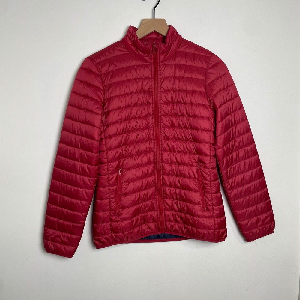 Brooks Brothers Red Fleece Puffer Jacket Womens S Red Thermore Quilted Coat